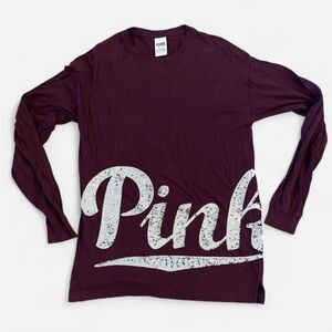 PINK Victoria's Secret Long Sleeve Tee - Burgundy and White Sequins